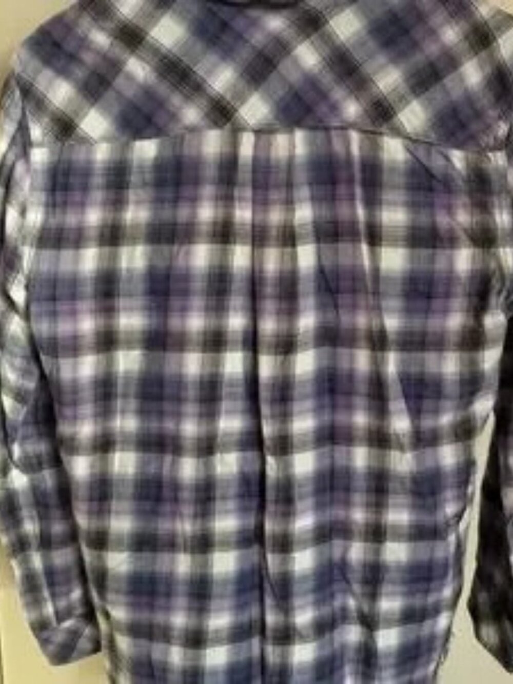 beachlunchlounge XS Flannel Plaid Button-Down Shirt Fringe Hem Grunge Surfer - Picture 10 of 12